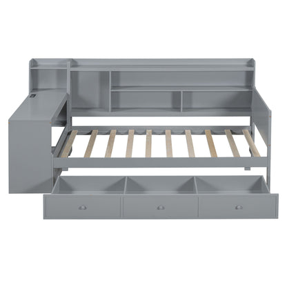 Daybed With 3 Drawers USB Ports And Desk