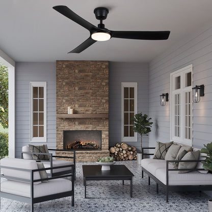 All Weather Outdoor Waterproof Ceiling Fan With Light And Quiet Motor For Patio Porch - Black