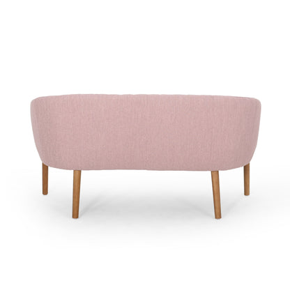 Mid Century Modern Loveseat With Channel Stitched Backrest
