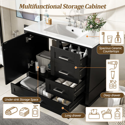 Bathroom Vanity, Modern Bathroom Cabinet With Sink Combo Set, Bathroom Storage Cabinet With A Soft Closing Door And 3 Drawers, Solid Wood Frame