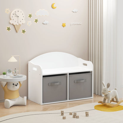 Toy Box Bench With Collapsible Drawers, Storage Cabinet Organizer - White