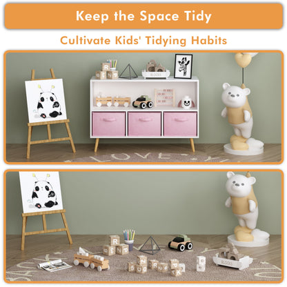 Bookcase With Collapsible Drawers, Book Display Organizer