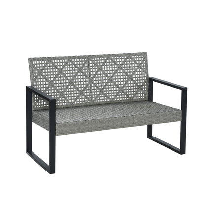 4 Piece Patio Furniture Set With Acacia Wood Table Top And Cushions
