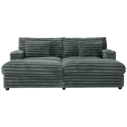 Oversized Double Chaise Lounge Sofa Bed With USB Ports And Cup Holders