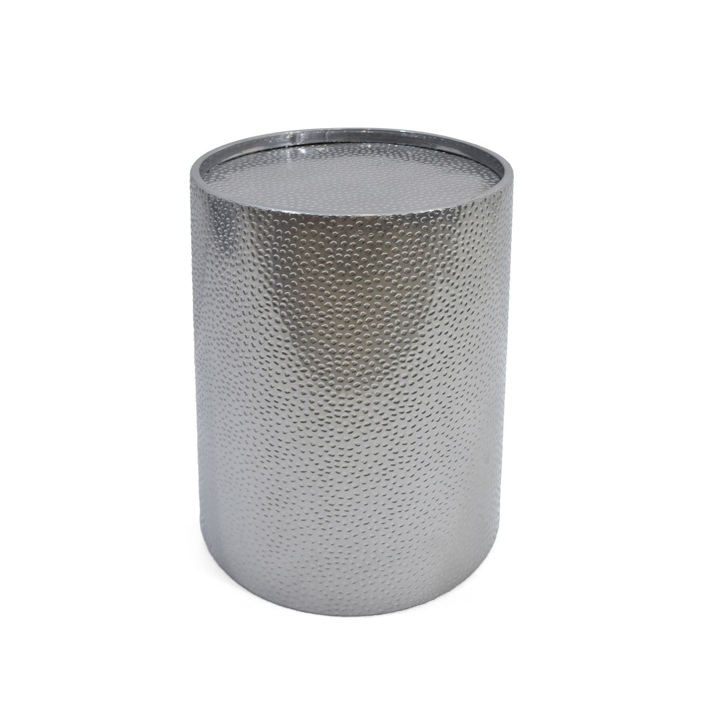 Modern Round Accent Table With Hammered Surface