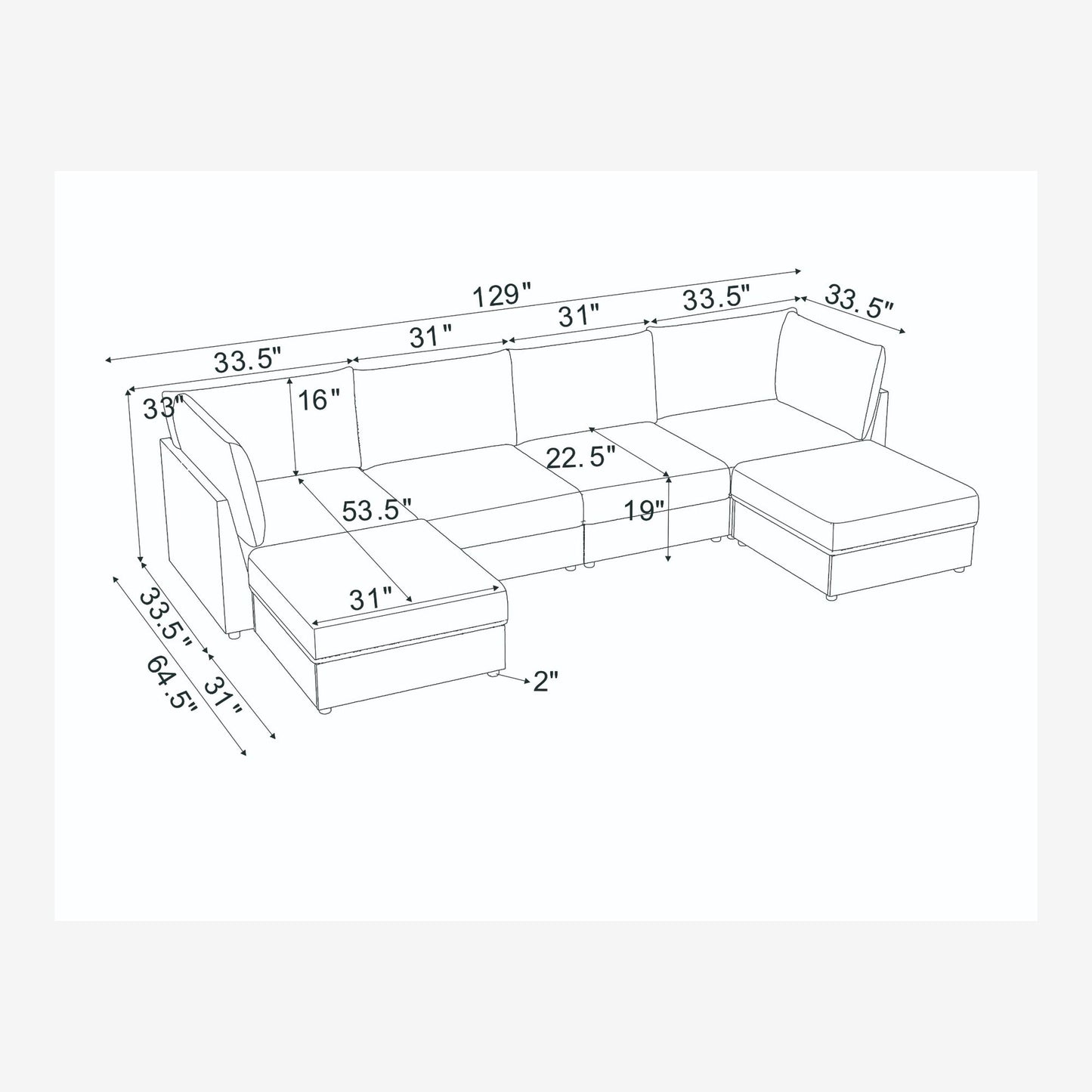 Modern Reversible Modular Sectional