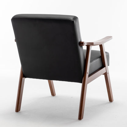 Mid Century Modern Accent Chair With Solid Wood Frame And Extra Thick Backrest