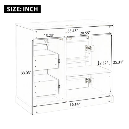 Modern Bathroom Vanity With Sink, 4 Drawers, Soft-Close Door, Adjustable Shelf