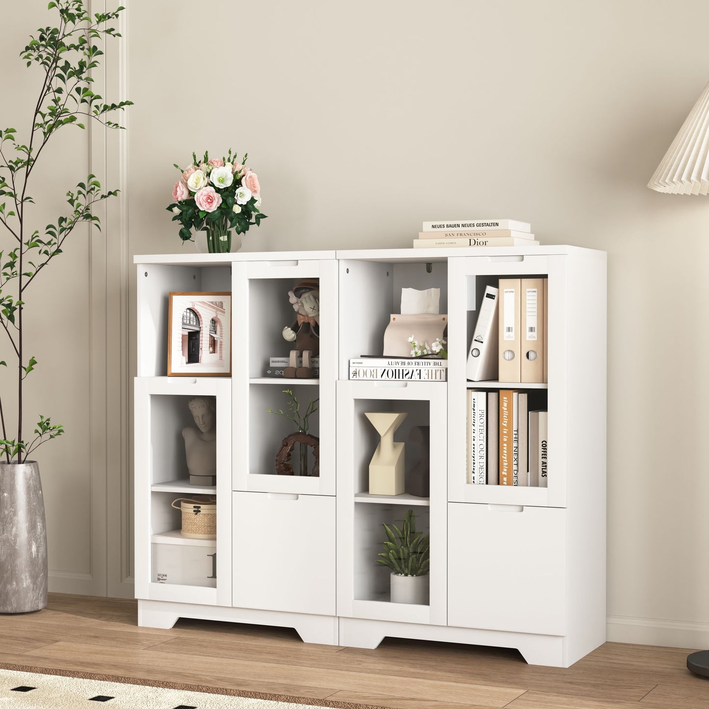 Modern Cabinet With Glass Doors And Drawer