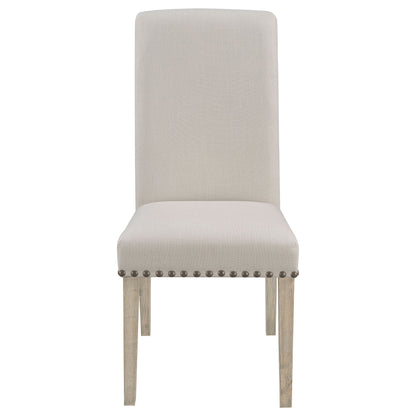 Upholstered Dining Chair With Rolled Edge Seat Back (Set of 2) - Beige