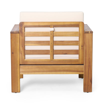 Acacia Wood Loveseat And Coffee Table Set With Cushions