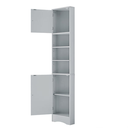 Multi Functional Corner Cabinet With Adjustable Shelves And 2 Doors