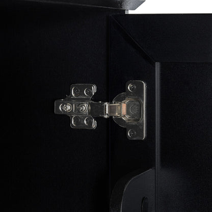 Freestanding Bathroom Storage Cabinet With Adjustable Shelves And Side Hooks Board, Rectangle Design