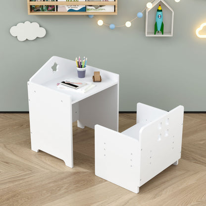 Montessori Weaning Table And Chair Set, Toddler Table With Adjustable Height - White