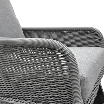 Contemporary Minimalist Wicker Rocking Chair With Soft Cushions And Durable Wooden Frame