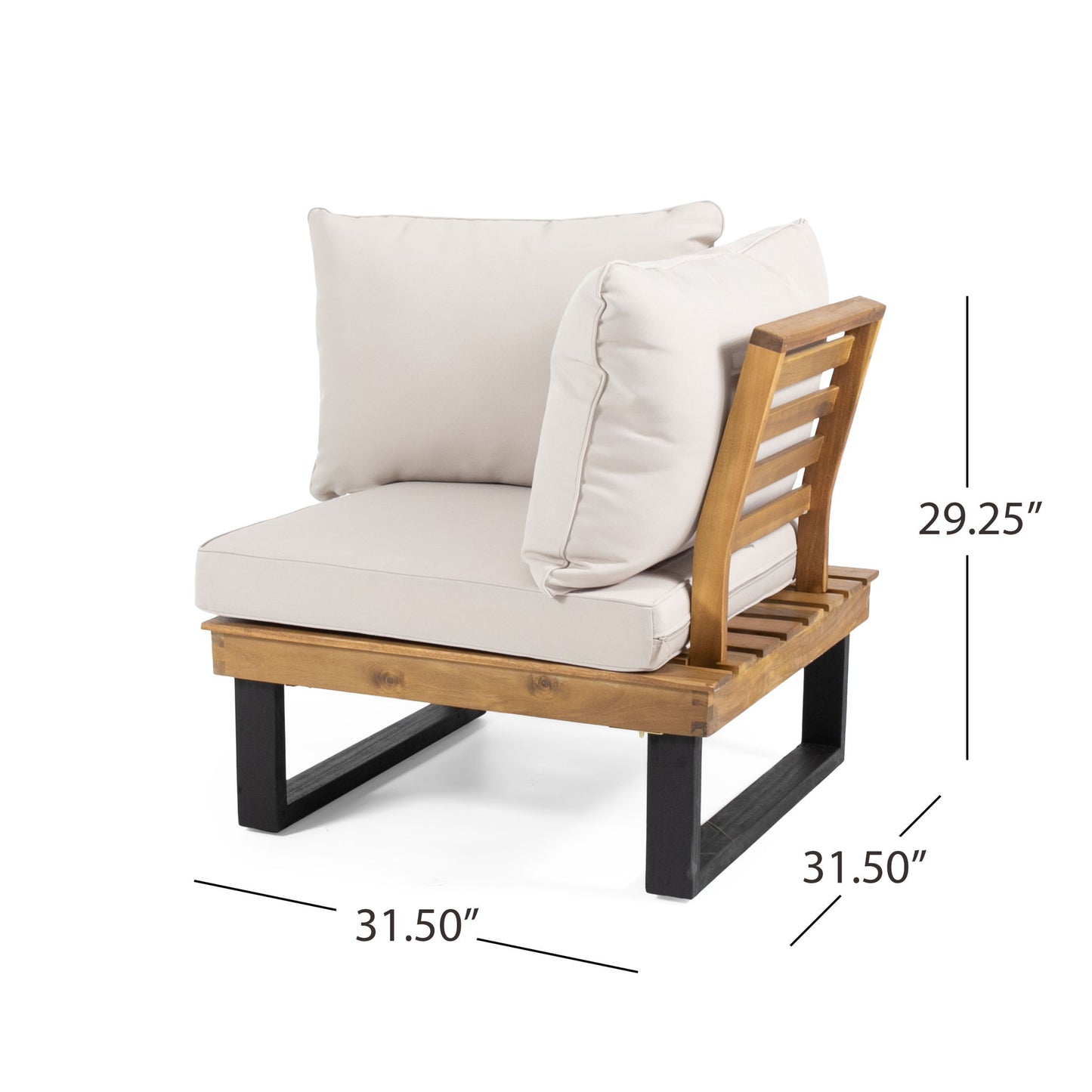 Sebastian - Hand Crafted 4 Piece Sofa Set With Water Resistant Cushions - Beige / Teak