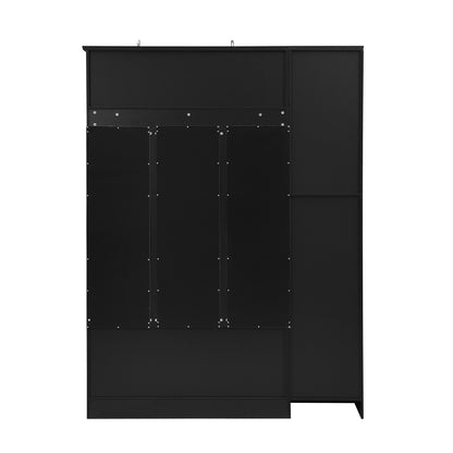 Tall Hall Tree With Shoe Storage, 4 In 1 Entryway Bench With 6 Cabinets, 4 Coat Hooks & Adjustable Shelf For Hallway - Black