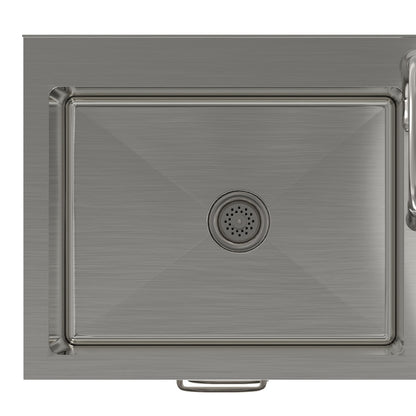 Darwin - Laundry Utility Sink And Cabinet With Dual Sinks, Pull Out Faucet - White