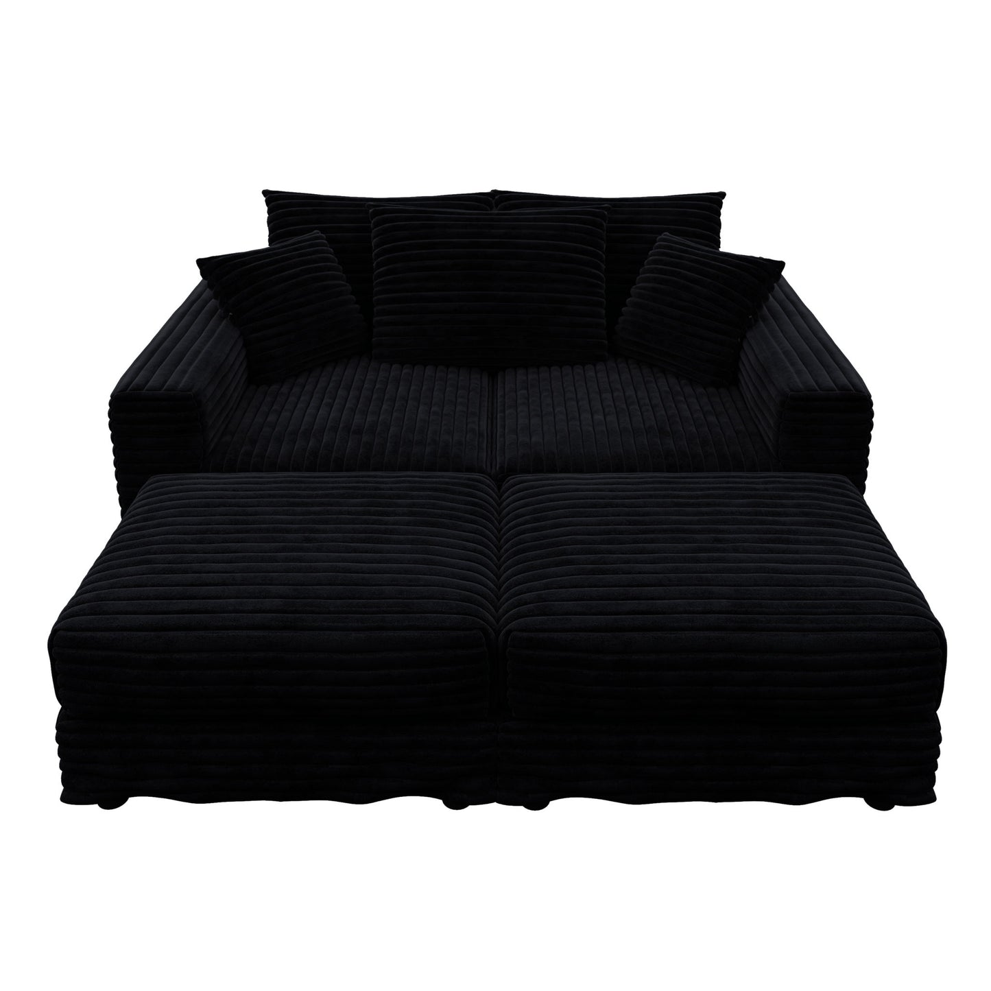 Deep Seat Convertible Sofa With Soft Pillows And Ottomans