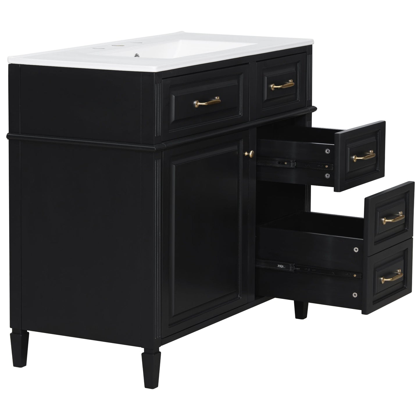 Modern Bathroom Vanity With Sink Top, Flip Drawer Design