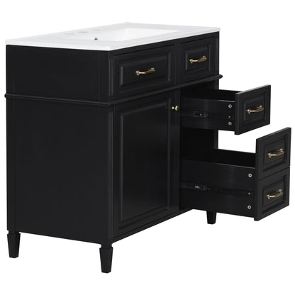 Modern Bathroom Vanity With Sink Top, Flip Drawer Design