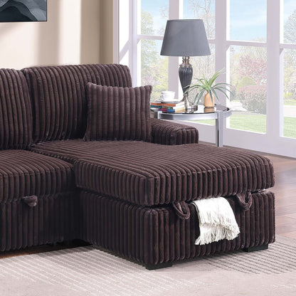 Convertible Sectional Upholstered Sleeper Sofa With Storage Chaise