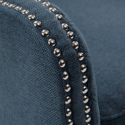 Accent Chair With Quilted Back And Silver Studs - Dark Blue