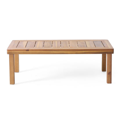 Acacia Wood Loveseat And Coffee Table Set With Cushions