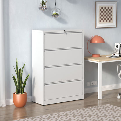 Lateral File Cabinet, Locking Heavy Duty, Anti-Tip Safety Interlock, Vertical Storage For Letter/Legal/A4 Files