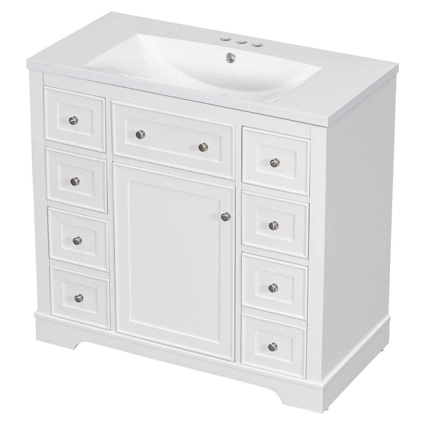 Modern Bathroom Vanity With Sink Combo, 6 Drawers And 1 Cabinet