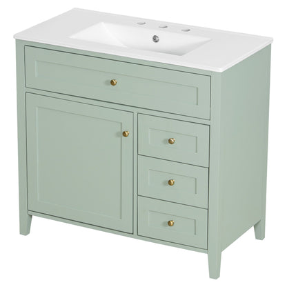 Bathroom Vanity With Sink, Cabinet With 3 Drawers And Adjustable Shelf