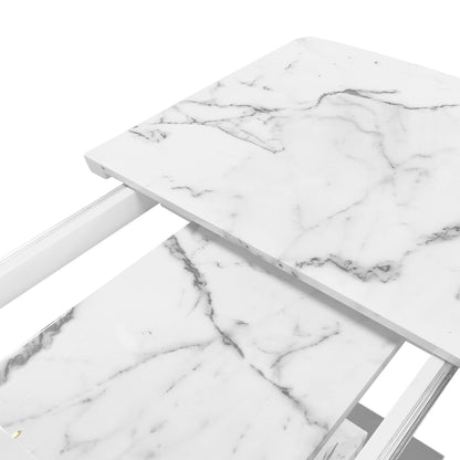 Modern Rectangle Dining Table With Stretchable TopAnd X Shape Legs