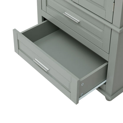 Tall Storage Cabinet With 2 Drawers For Bathroom