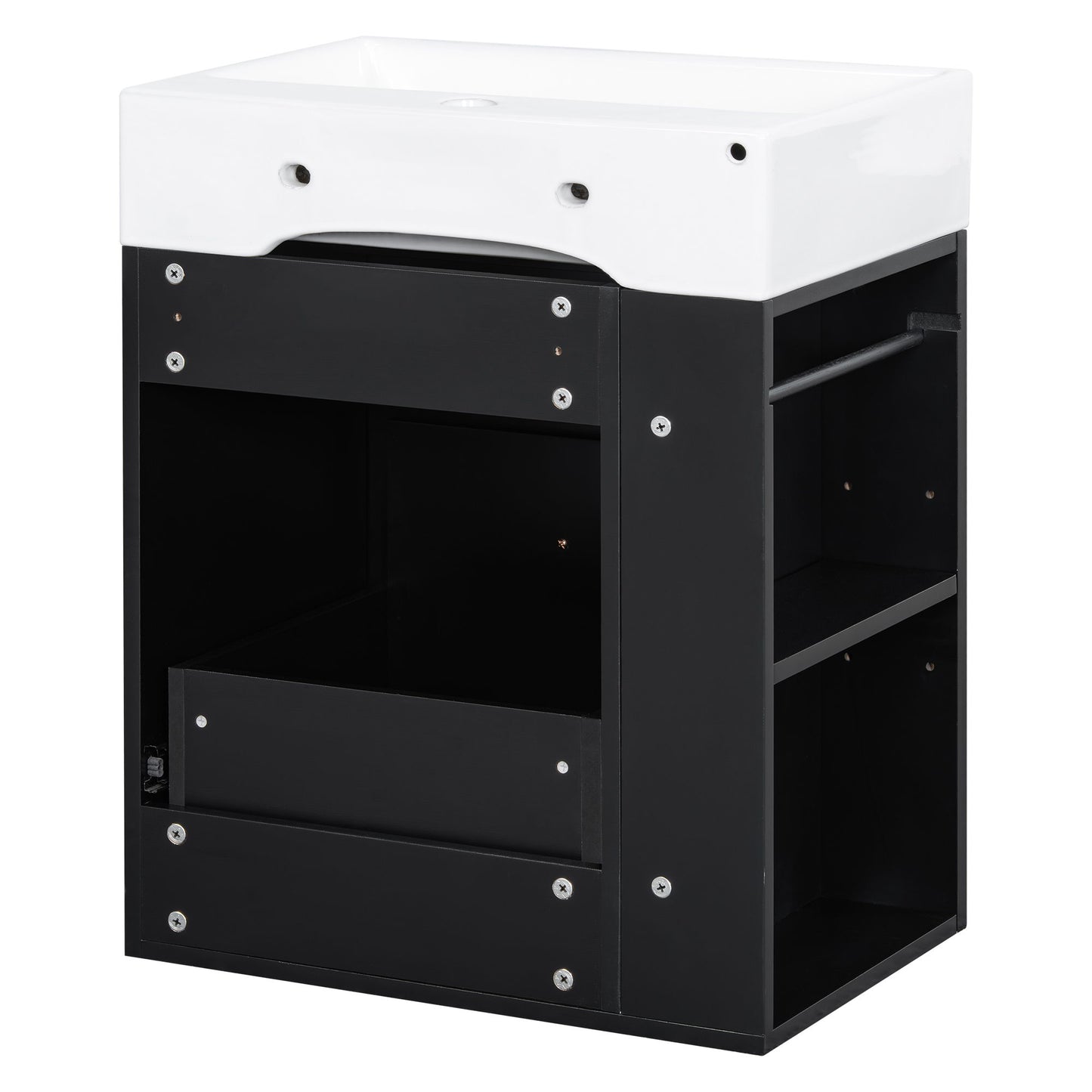 Modern Bathroom Vanity With Sink, Storage Cabinet, Drawer & Side Shelf