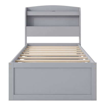 Platform Bed With LED Headboard, Charging Station, Trundle And 2 Drawers