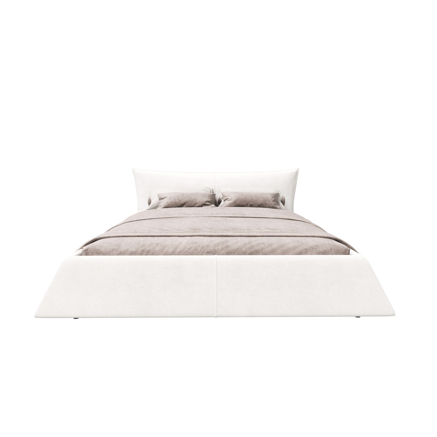 Upholstered Platform Bed With Special Shaped Headboard