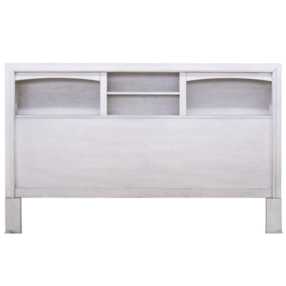 Transitional Bed With Smooth Gliding Drawers, Built In Lights, Open Headboard Shelves