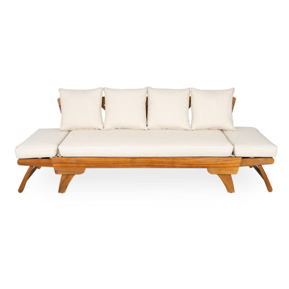 Outdoor Patio Daybed Sofa, 3 Seat Sofa With Foldable Arm 4 Back Pillows