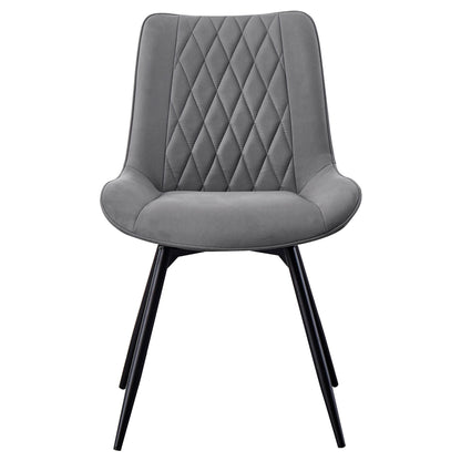 Vellux - 5 Piece Round Dining Table Set With Concrete Top Upholstered Chairs - Gunmetal