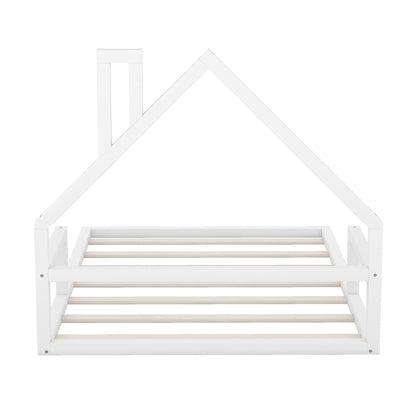 Elegant Floor Bed With House Shaped Headboard