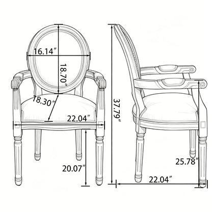 French Vintage Upholstered Fabric Dining Armchair (Set of 2) - Beige
