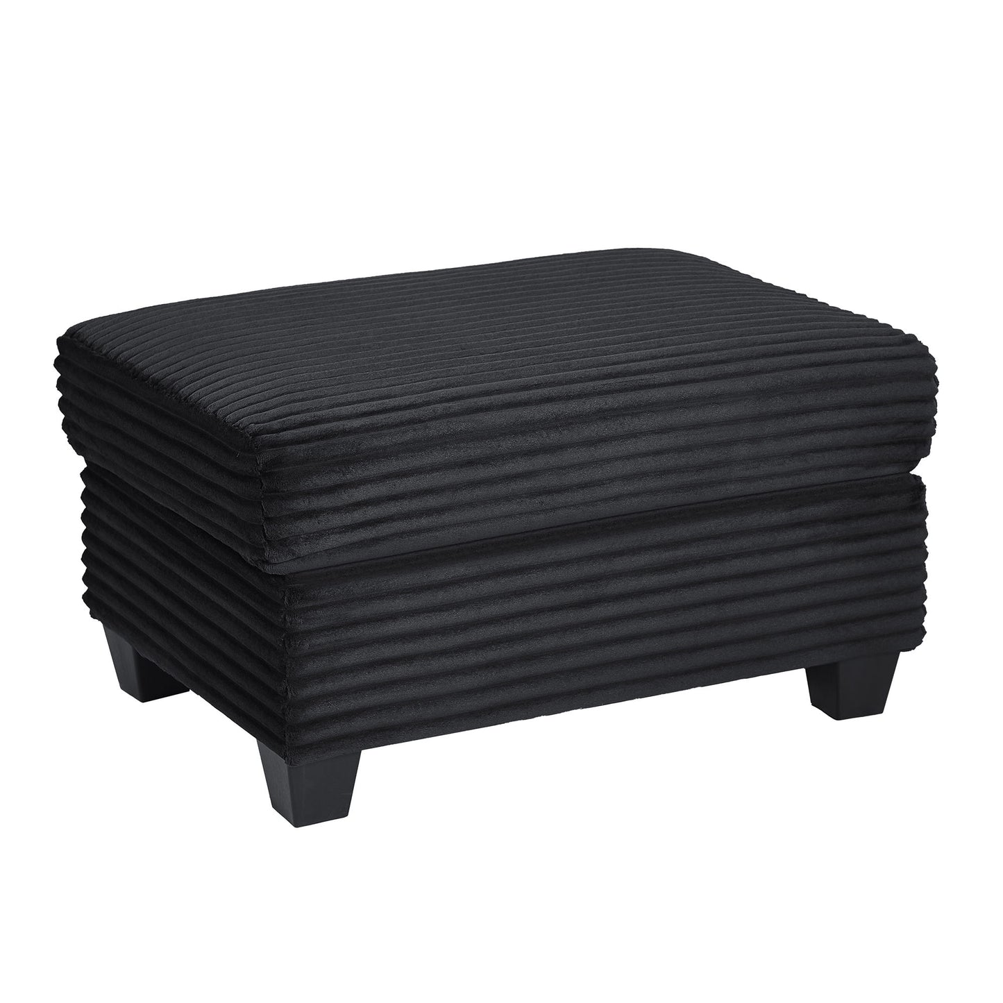 Upholstered U-Shaped Sectional Sofa With Movable Ottoman And Side Storage Pockets