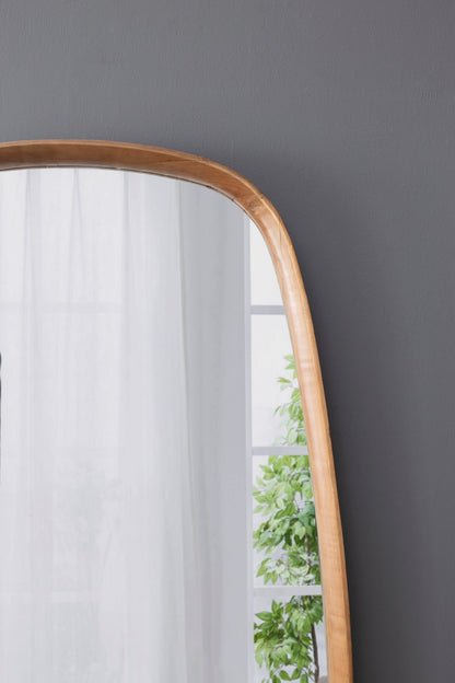 Irrgeular Mirror With Wood Frame, Wall Mirror For Living Room Bathroom Entryway - Brown