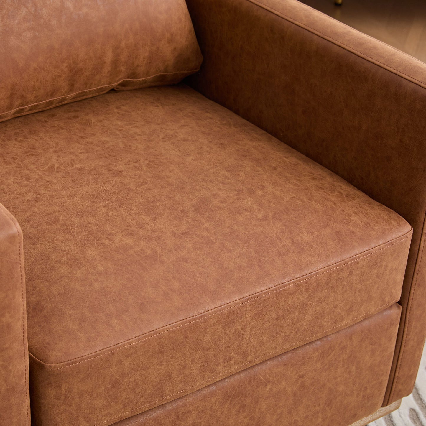 Modern Upholstered Square Swivel Accent Chair With 360 Degree Rotation