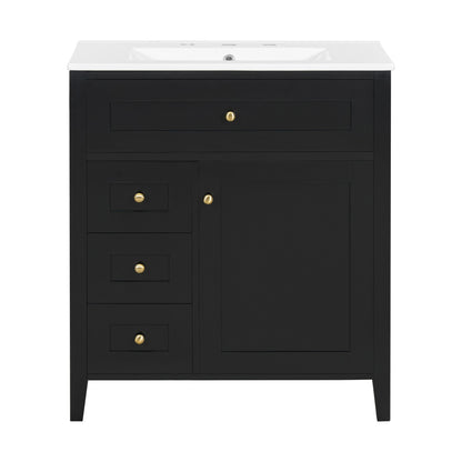 Modern Bathroom Vanity With Sink, 3 Drawers And Adjustable Shelf