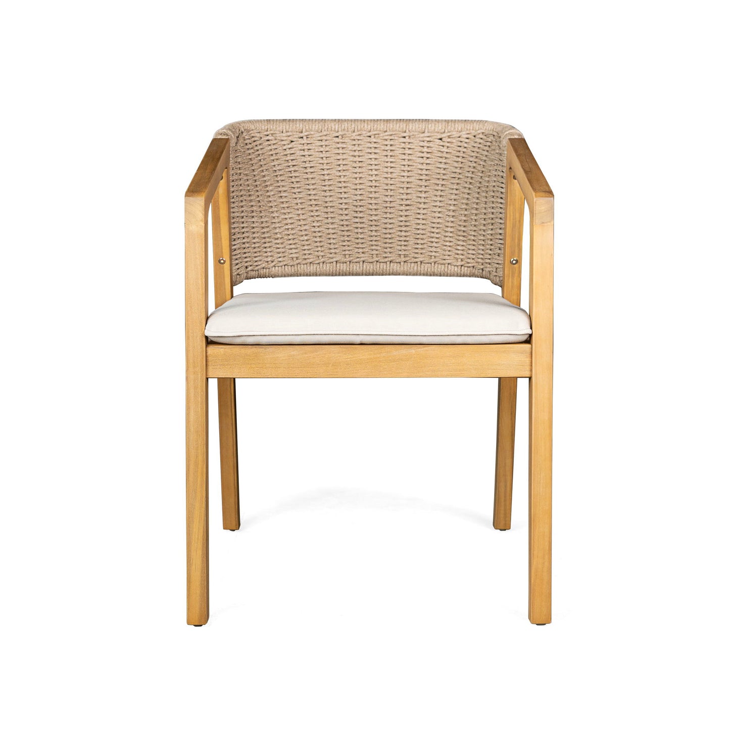7 Piece Outdoor Dining Set With Table And 6 Chairs - Beige / Brown Mix / Light Teak / Teak