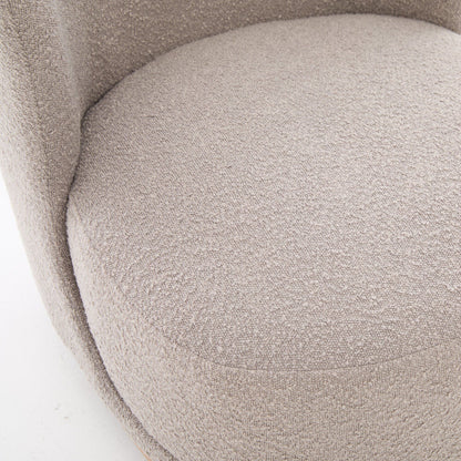 Curved Back Swivel Lounge Chair With Rotating Base For Home - Gray