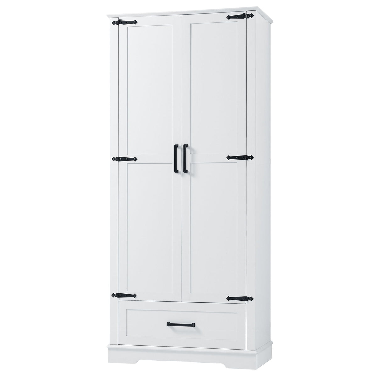 Tall Bathroom Storage Cabinet With 2 Doors And 2 Drawer, Adjustable Shelf - White