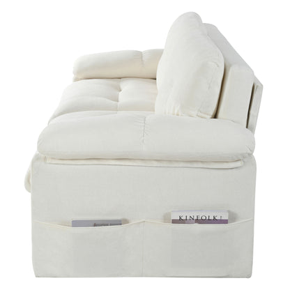 Convertible Pull Out Sofa Bed Queen Size, 3 In 1 With Side Storage