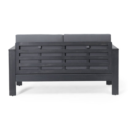 Acacia Wood Loveseat And Coffee Table Set With Cushions